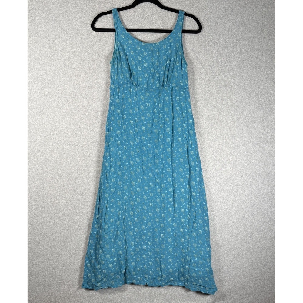 Pudding shop dress womens 2 vintage blue lined tie back floral sleevelss india